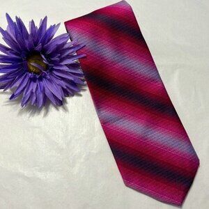 Vintage Striped Tie With Union Jack Lining In Pink Purple